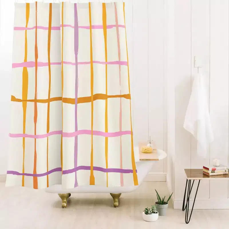 Deny Designs Dannick Summer Lines orange Shower Curtain