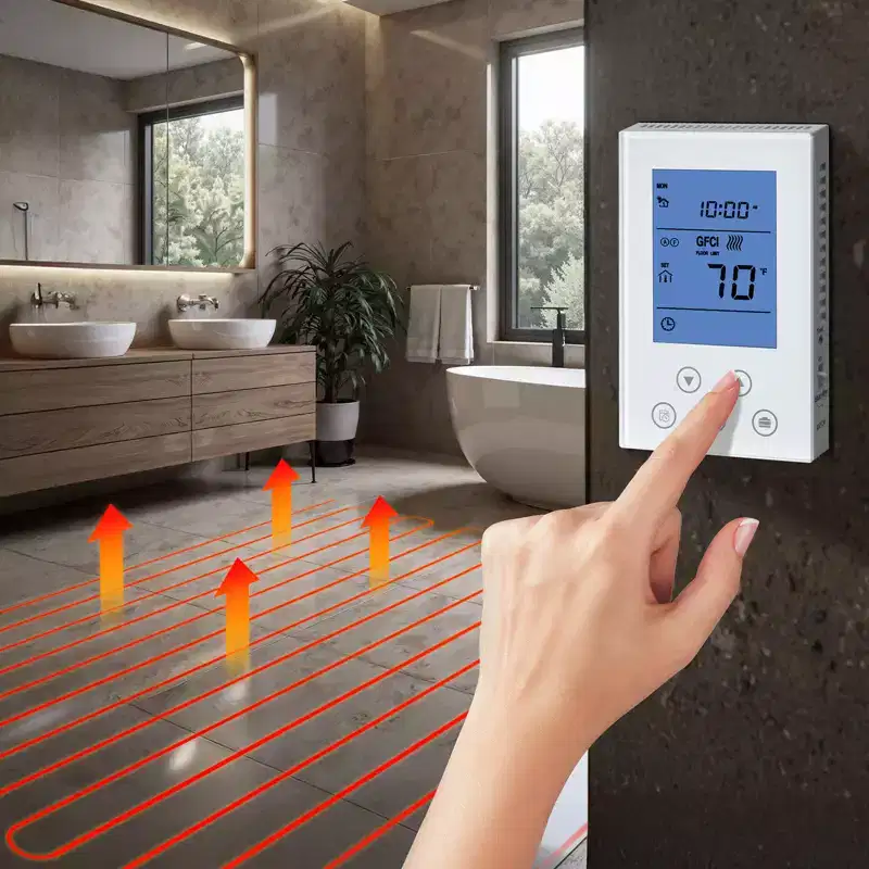 VEVOR 100 sqft Floor Heating Mat System, 120V Electric Radiant Heated Floor System, with Decoupling Membrane & Smart Control Thermostat & Alarm,Black