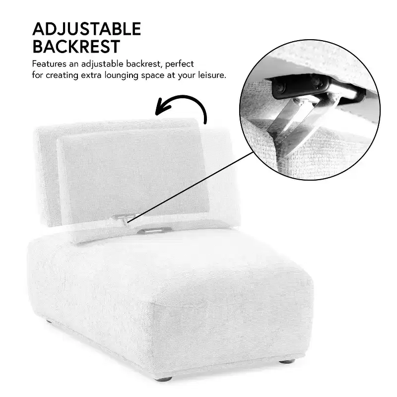 HOMES: Inside + Out 5pc Povoa 159" Modular Curved Sectional Sofa Modern Chenille with Extendable Backrest