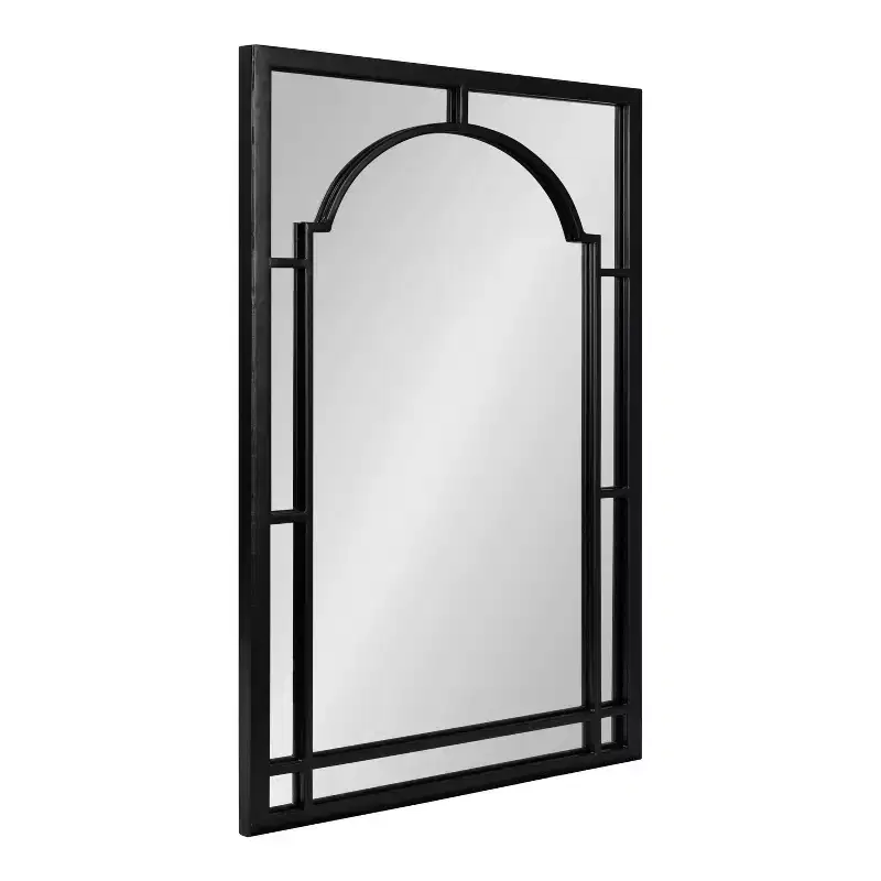 Metal Framed Arch Decorative Wall Mirror – Black Finish