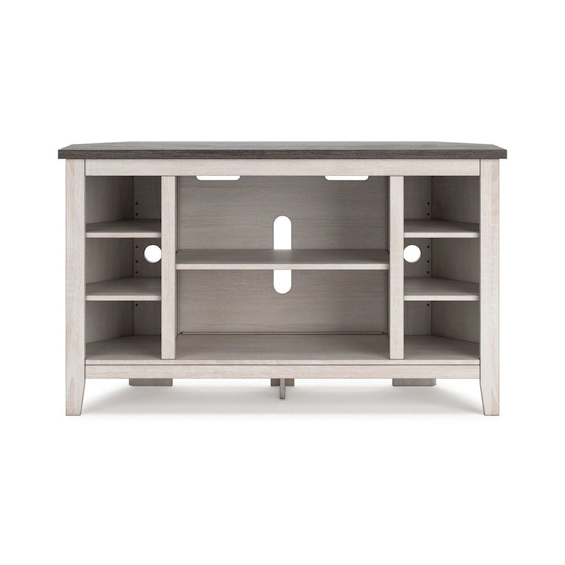 Elia Corner TV Media Console, Slot For Fireplace Insert, 48 Inch White