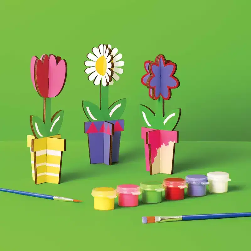 3ct Wood 3D Flowers Painting Craft Activity Kit - Mondo Llama™