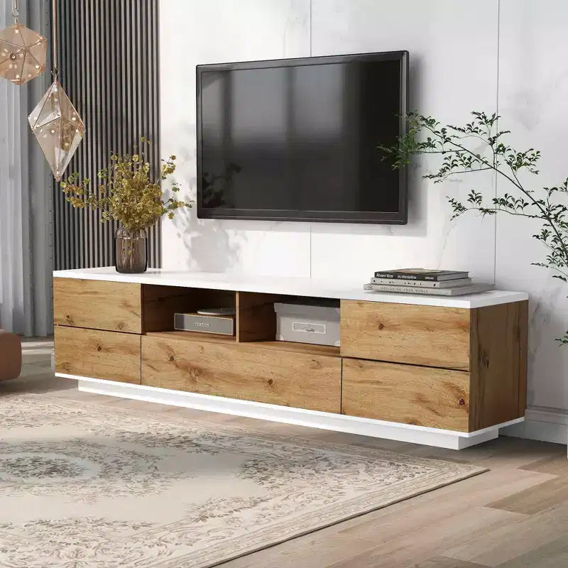 MAYEERTY Modern TV Stand for TVs up to 80, Media Console with Multifunctional Storage, Entertainment Center with Door Rebound Device, TV Cabinet