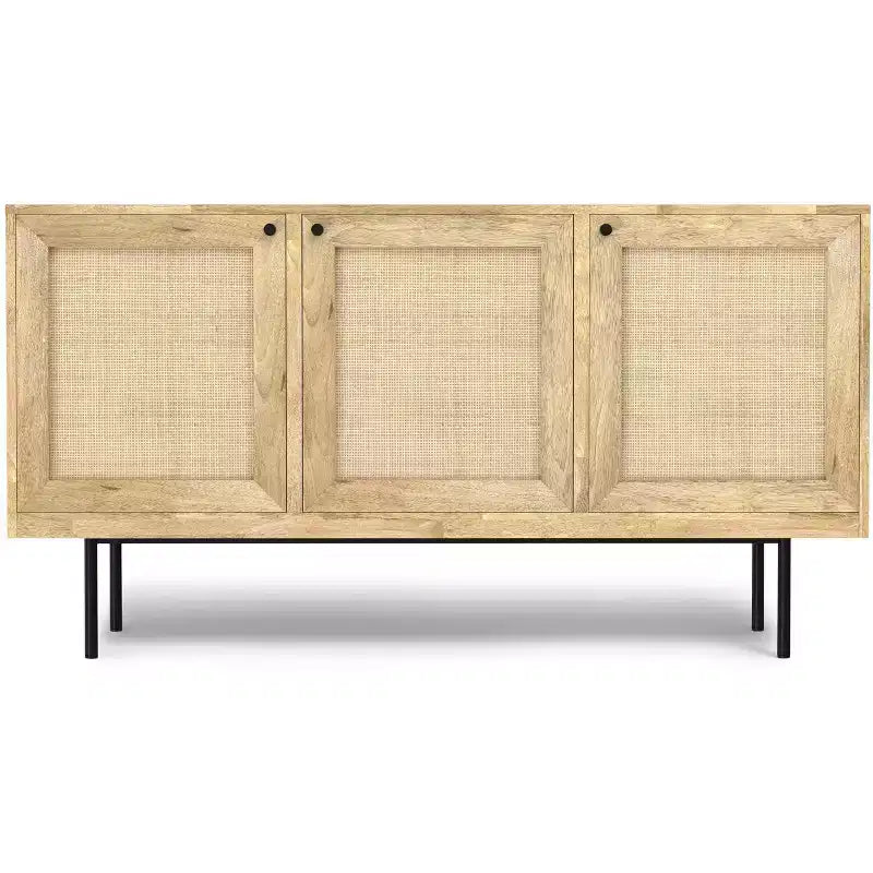 Wellspring SOLID MANGO WOOD 57 inch Wide Rectangle Contemporary Modern Sideboard Buffet in Natural