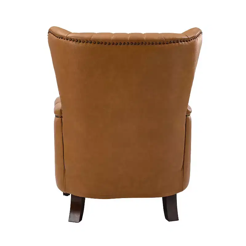 Valerius Genuine Leather Armchair with Nailhead Trims and Solid Wood Legs | HULALA HOME