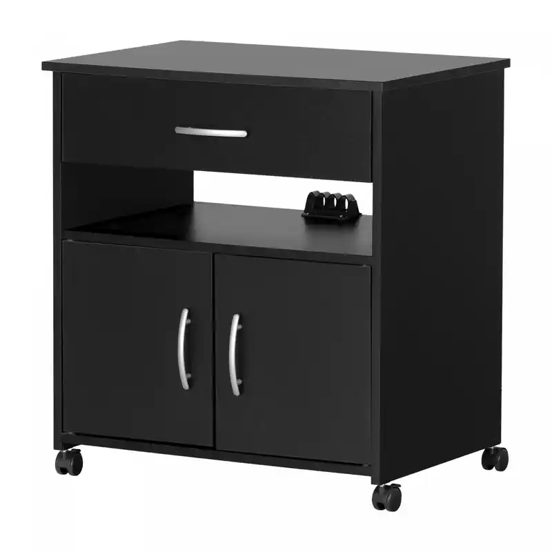 Printer Cart On Wheels - Pure Black