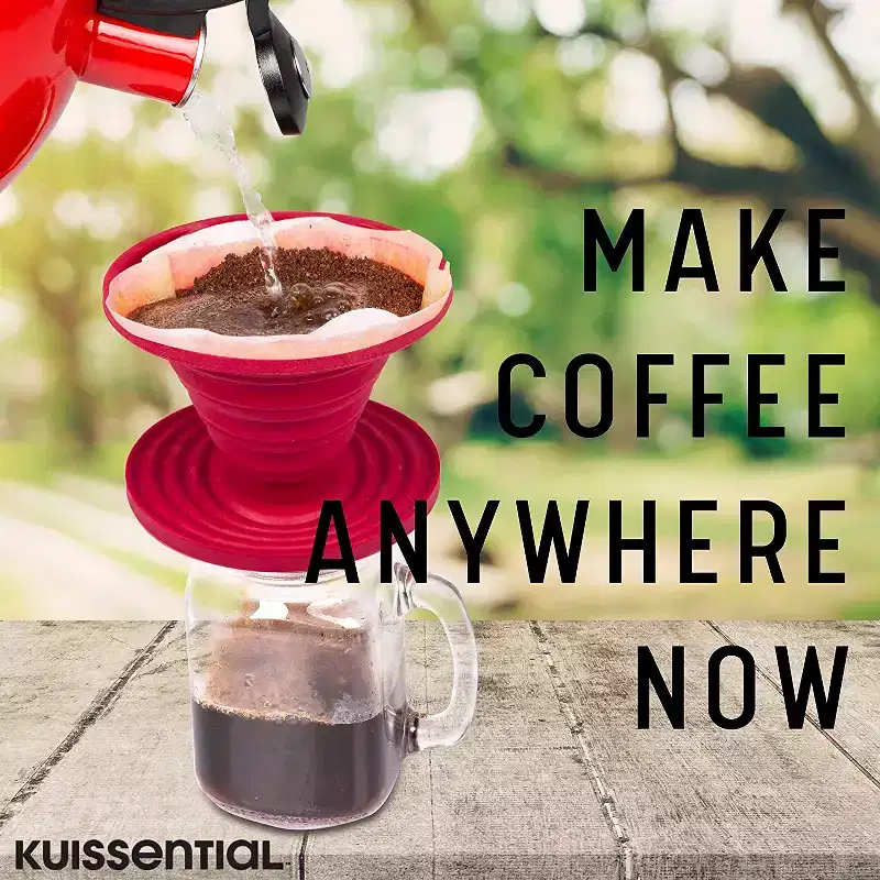 SlickDrip Pour Over Coffee Dripper-Collapsible, Reusable Silicone Coffee Filter- Manual Coffee Brew Maker-Makes One to Two Cups -Camping, Office, Home