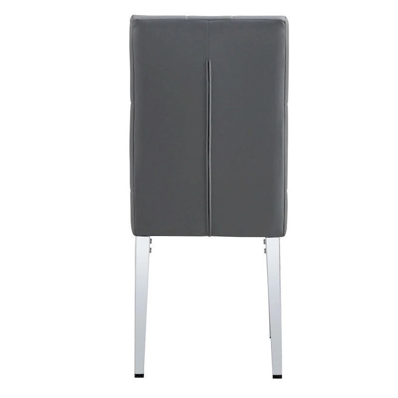 4 piece set of gray armless dining chairs brings a touch of elegance and mystery to the dining area with its deep gray tone