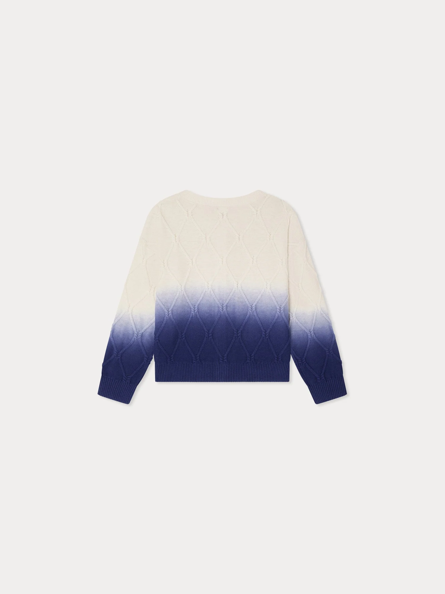 cardigan with round neck and cable knit in organic cotton and cashmere
