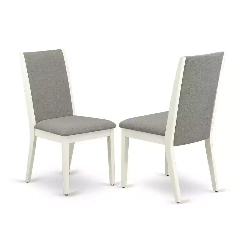 3-Piece Linen White Finish Solid Wood Top - Upholstered Dining Room Set - Seats 4