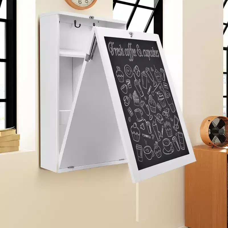 Costway Wall Mounted Table Fold Out Convertible Desk with A Blackboard/Chalkboard Black\Brown\White\Grey