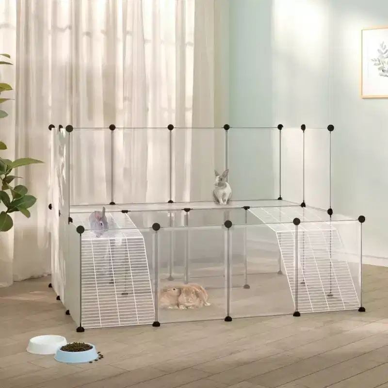 vidaXL Small Animal Cage DIY Small Animal House Rabbit Hutch PP and Steel - Transparent