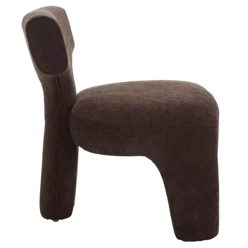 Linen Upholstered Accent Chair - Armless, Wood Frame, Warm Brown