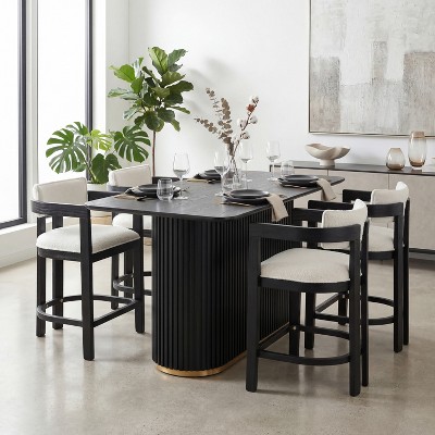 Christopher Knight Home Heini Modern 5 Piece Wooden Dining Set with Pedestal Table and Rubberwood Legs