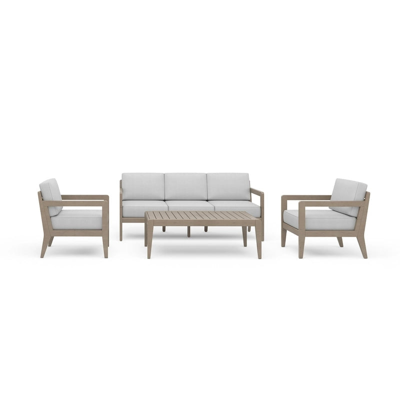 Homestyles Sustain Brown Wood Outdoor Sofa 4-Piece Set - 69 x 29 x 31