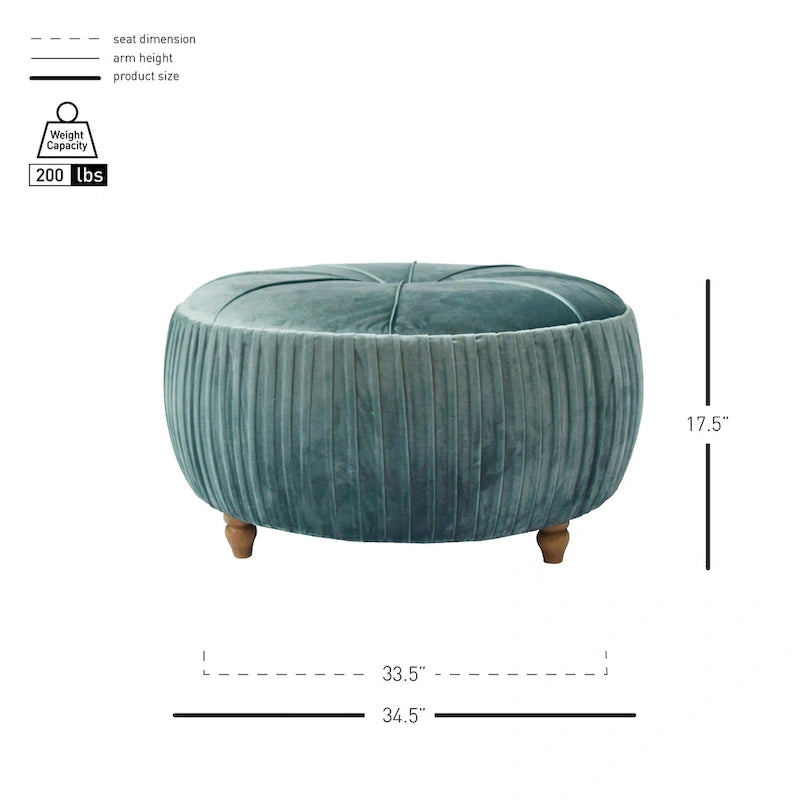 Helena Velvet Round Ottoman