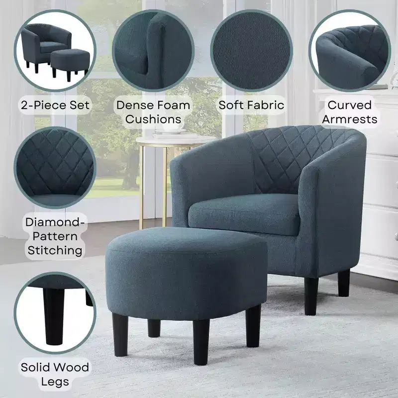 Breighton Home Take a Seat Roosevelt Accent Chair with Ottoman