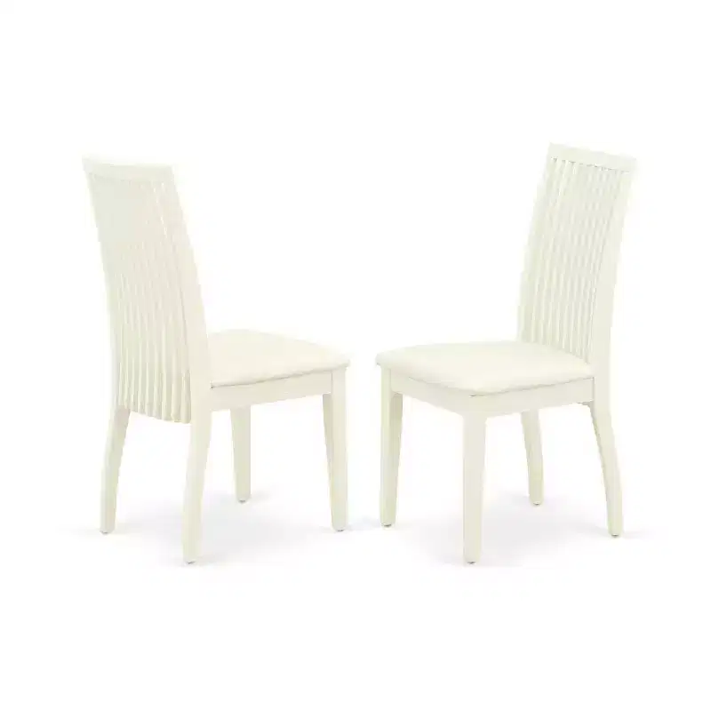 Round Dinette Set 3pc - Kitchen Table & Chairs, White - Small Space Dining Room Furniture