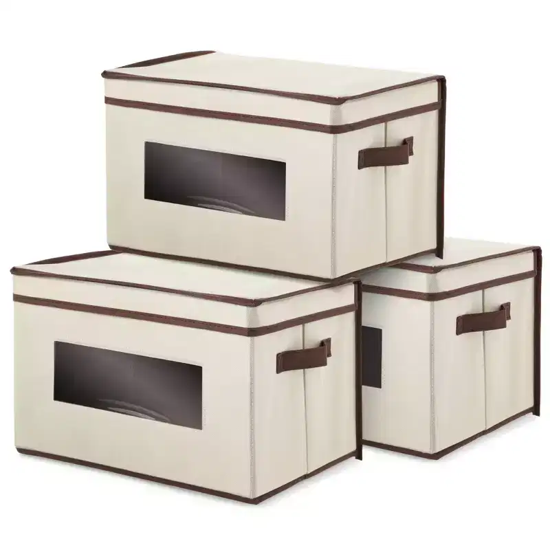 3 Pack Collapsible Fabric Storage Bins, Cubes & Organizer with Handles, Shelf Baskets & Boxes for Organization - 16.2 x 12 x 10 in