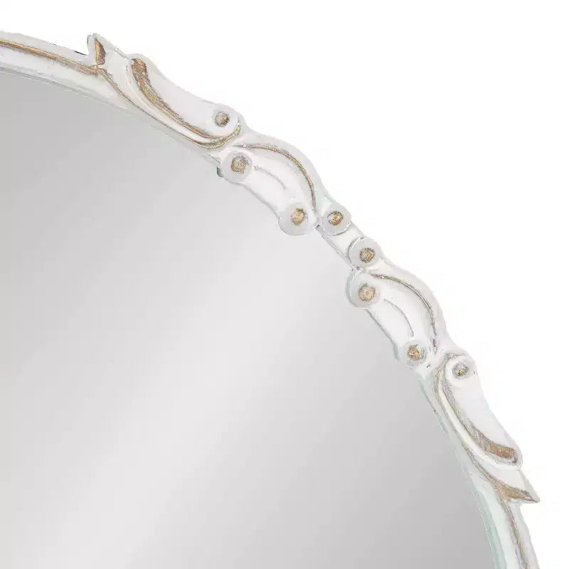 24" Diameter Brynley Decorative Wall Mirror White - Kate & Laurel All Things Decor: Glam Style, No Assembly Required