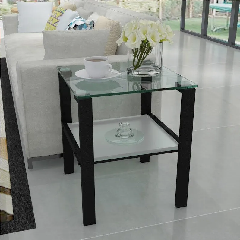 Glass two layer corner table