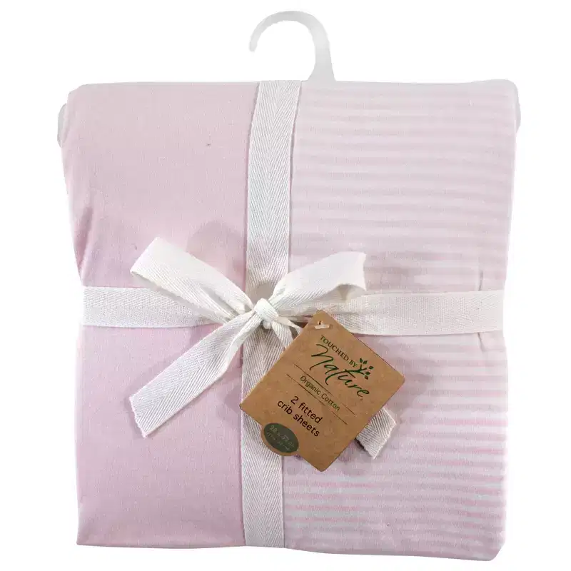 Touched by Nature Baby Girl Organic Cotton Crib Sheet, Barely Pink, One Size
