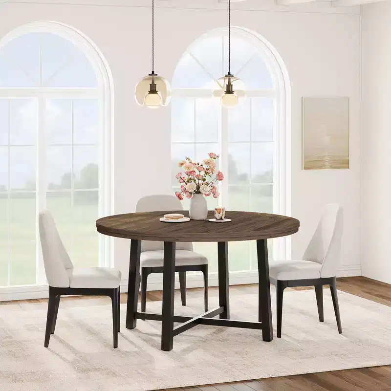 Mdf, Iron J2 Industrial Style Metal Round Dining Table