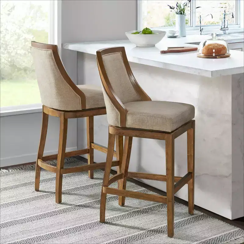 Set of 2 Bar Height Stools with Back