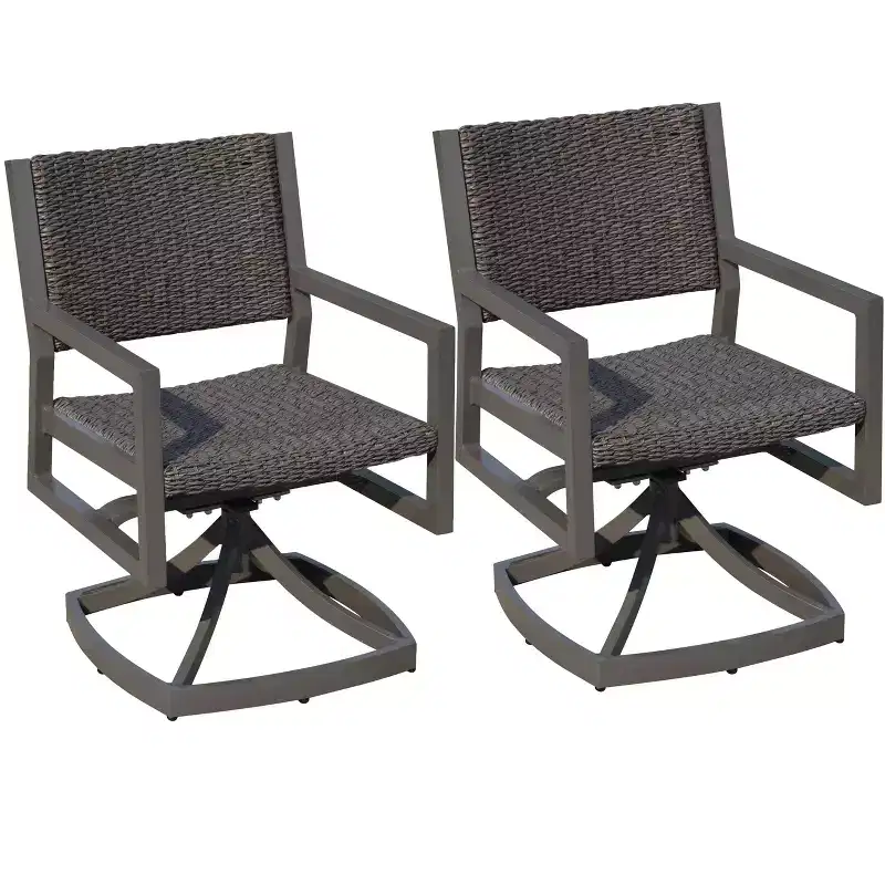 Courtyard Casual Venice Swivel Spring Dining Chair Hyacinth Wicker Weaving Price is for a Pack of 2