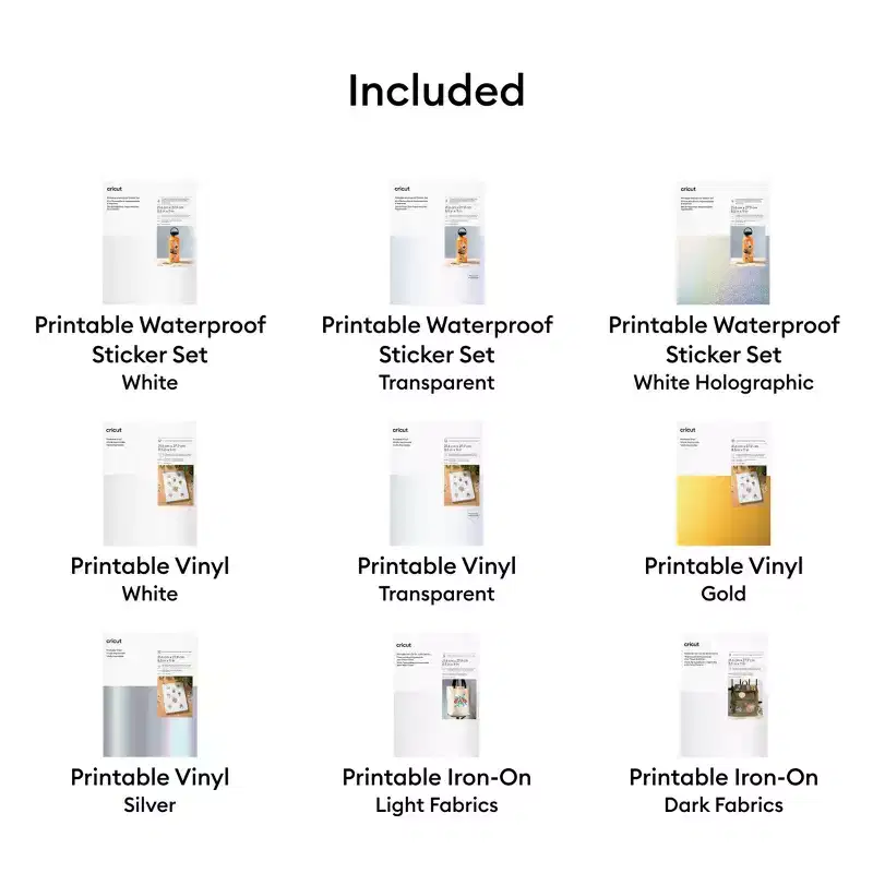 Cricut Printable Bundle: Multicolored Craft Cutting Materials, Compatible with Cricut Joy Xtra, 9-Pack, 13.5" x 10"