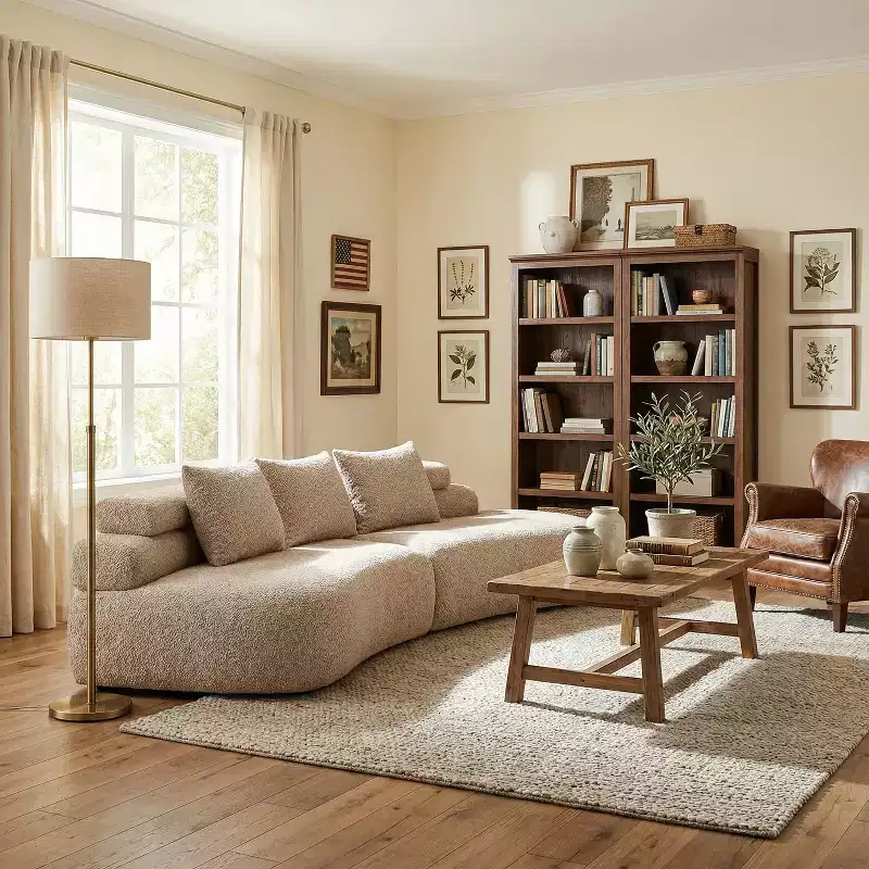 Christopher Knight Home Fiorella 122 Modern Curved 4-Seater Sectional Sofas with 3 Pillows