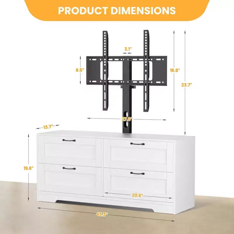 TV Stand with Mount and 4 Drawers Storage for 32/45/55/65/75/80 Inch Tv. Entertainment Center for Bedroom. Living Room. Wood Media Console Tables