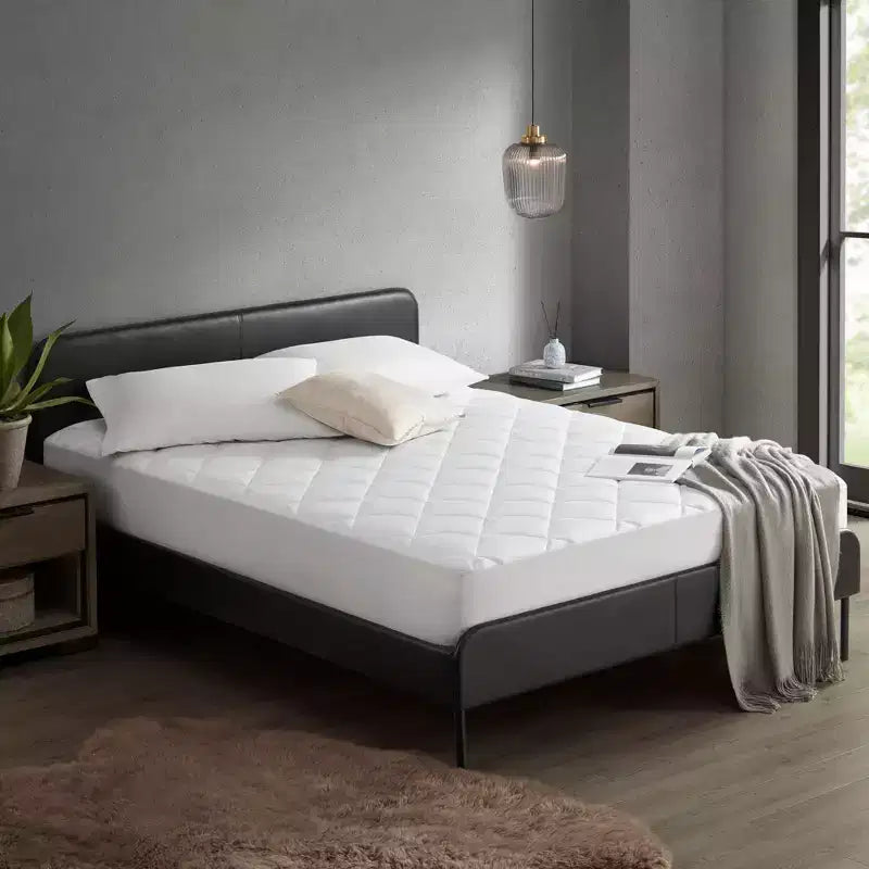 Okak Modern White Nylon Deep Pocket Mattress Pad for Comfy Sleep,Overfilled Bed Mattresses Protective Pad