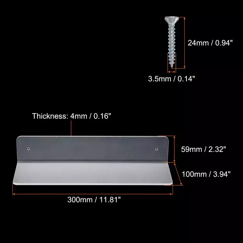 Unique Bargains Acrylic Floating Wall Mounted Floating Shelf for Bathroom Wall Decoration