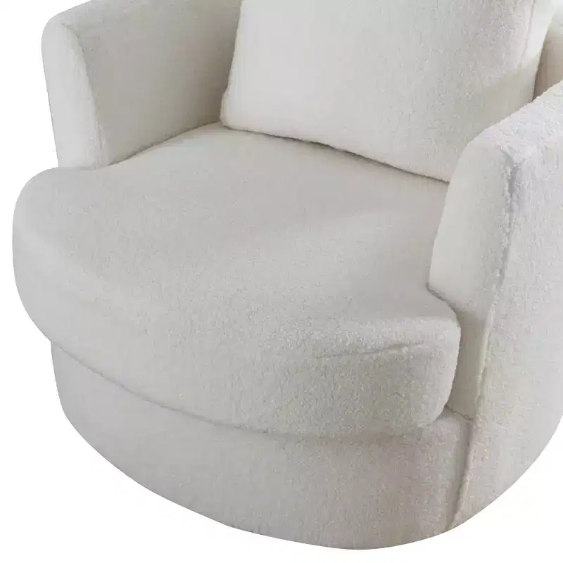 GDFStudio Bertha Swivel Boucle Upholstered 32 Wood and Steel Chair