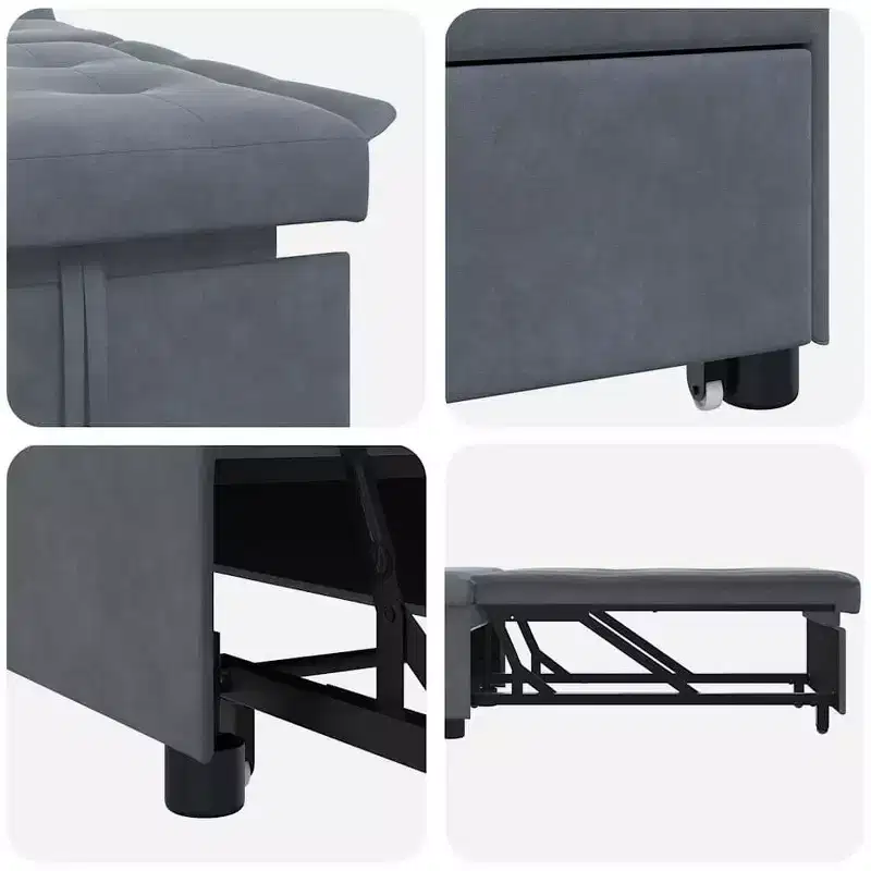 Sofa Bed Dark gray 67 x 194 x 38 cm Velvet