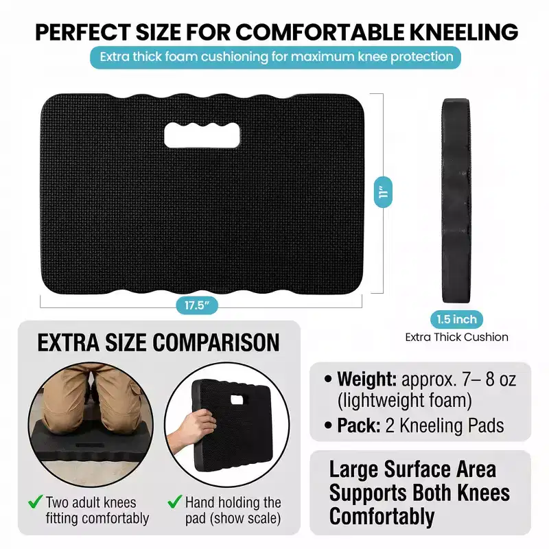 Thick Foam Kneeling Pad for Gardening Workout Soft Knee Cushion Mat for Gaden and Home, Large Black