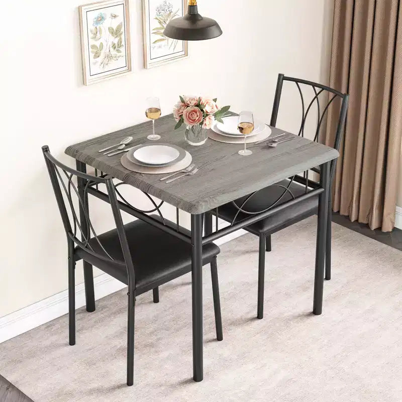 Dining Table Set for 2 with Cushion Chairs, 3 Piece Kitchen Table and Upholstered Chairs, Dinning Room Table Furniture Set for Kitchen Apartment