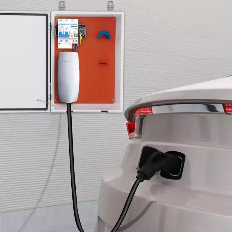VEVOR Charging Station Enclosure for Tesla, Dimensions 28 x 20 x 10 in, Outdoor Wire Management Box,IP32 Rated for Water & Dust Resistance,Yellow&Gray