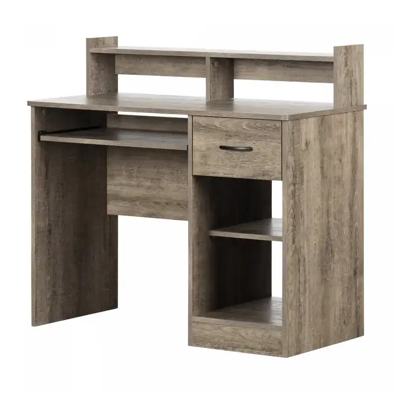 Desk With Keyboard Tray - Weathered Oak