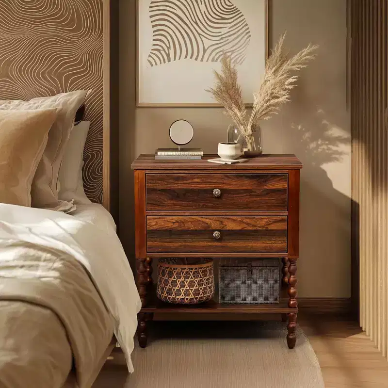 Karl Home 2-Drawer Brown Particle Board 24.02in. W Nightstands
