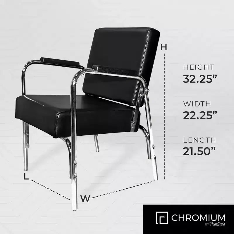 PureSana 5 Pack Chromium Ella Professional Auto Reclining Shampoo Chair with Washable Vinyl, High Density Foam Cushions, and Stainless Steel Frame