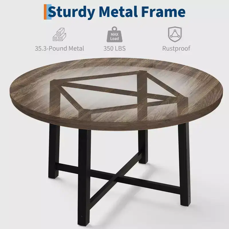 Mdf, Iron J2 Industrial Style Metal Round Dining Table
