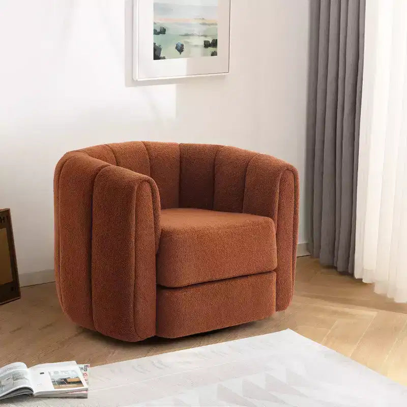 Whisen Swivel Accent Chair for Living Room, Comfy Sofa Chairs with Wood Base Side, Luxurious Upholstered Swivel Accent Chair