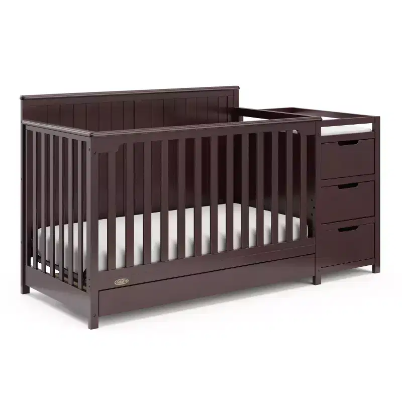 5-in-1 Convertible Crib and Changer with Drawer