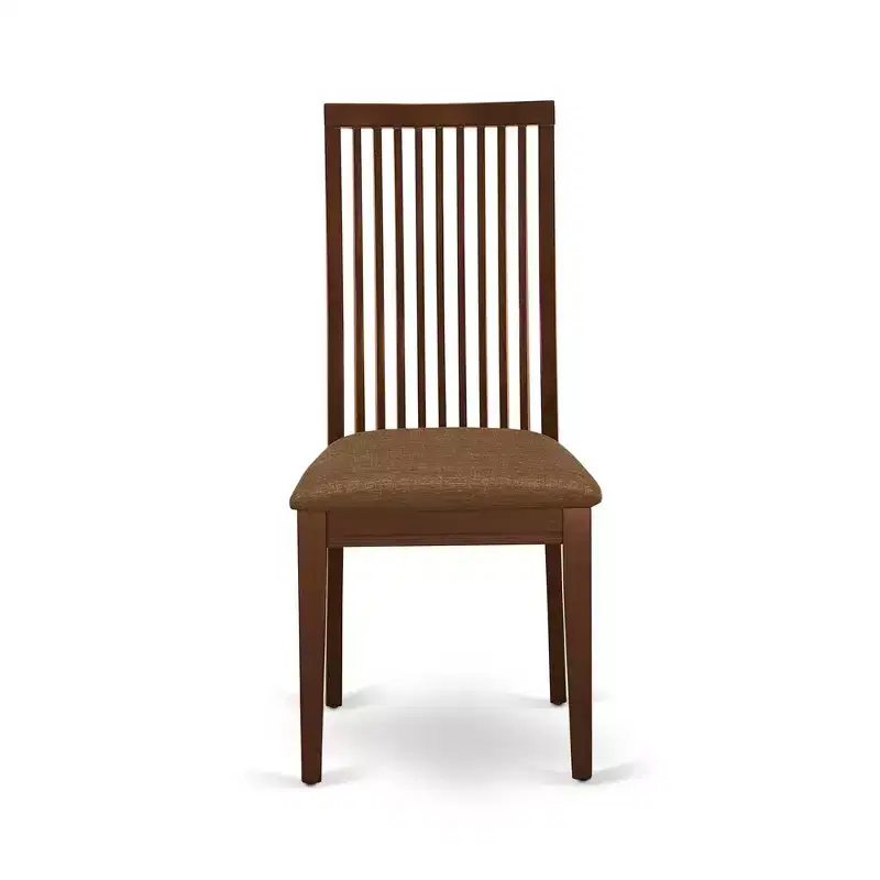Ipswich Dining Room Chairs Linen Fabric Solid Wood Chairs of 2 Mahogany