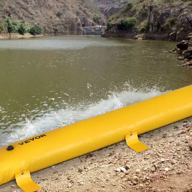 VEVOR Flood Barrier, 12 ft Length x 12 in Height Sandbag Alternative, Water Barrier for Flooding with Great Waterproof Effect, Yellow