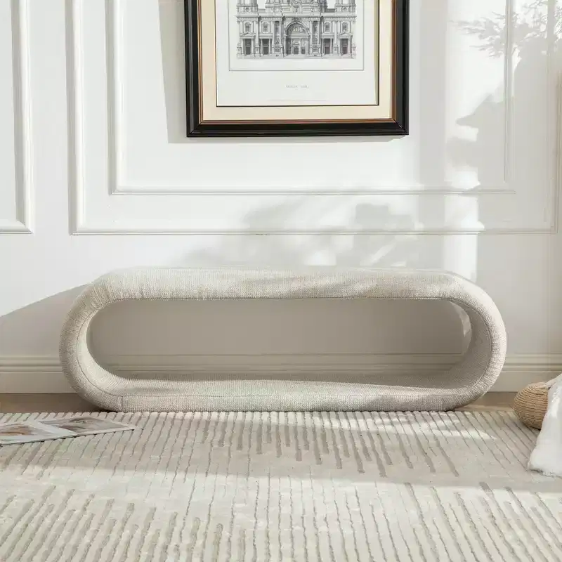 GDFStudio Sofia Modern Hollow Chenille Upholstered Bench