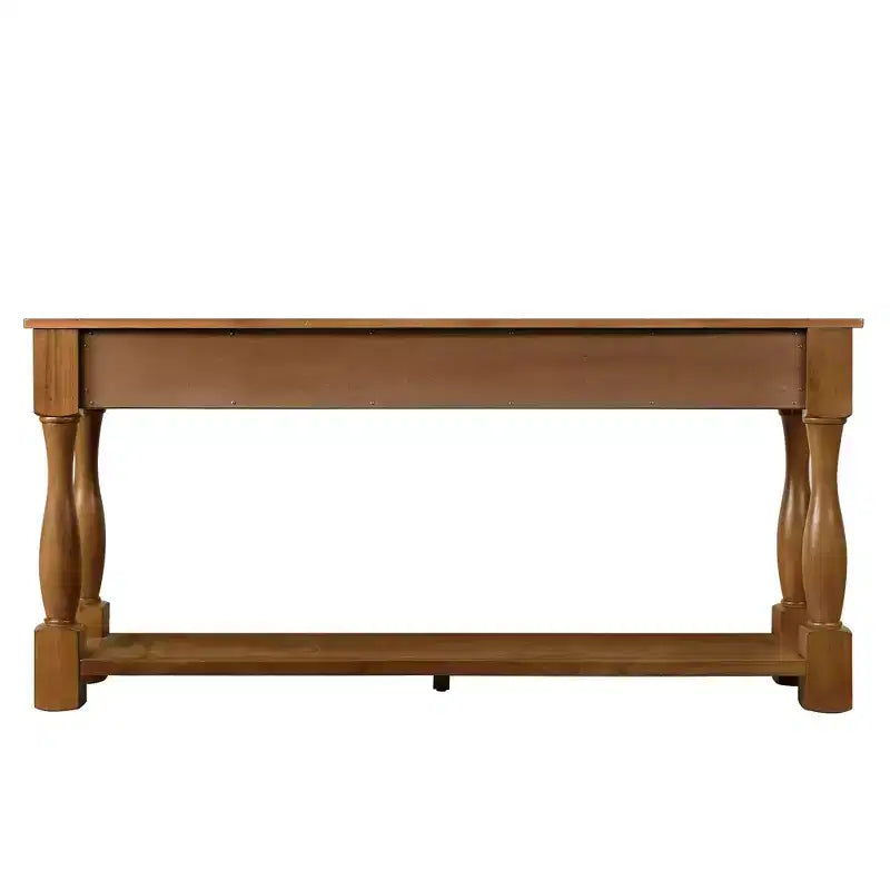 63 Inch Wood Console Table, Solid Wood Frame Hallway Sofa Table with 3 Drawers for Entryway Living Room