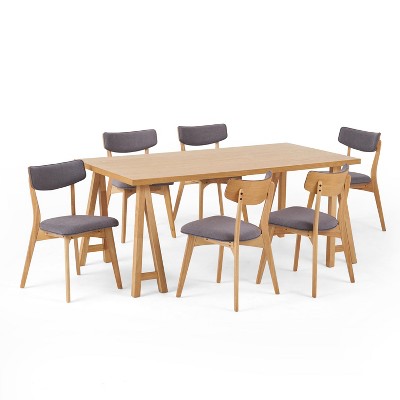 Christopher Knight Home Chazz Mid-Century Modern Fabric Upholstered 7 Piece Dining Set